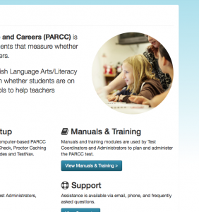PARCC Homepage Screen Shot