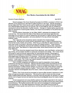 Letter to Governor Martinez from NMAG