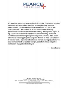 Image of Pearce campaign statement on gifted education