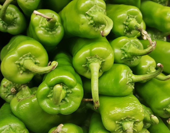 Photo of fresh green chili peppers